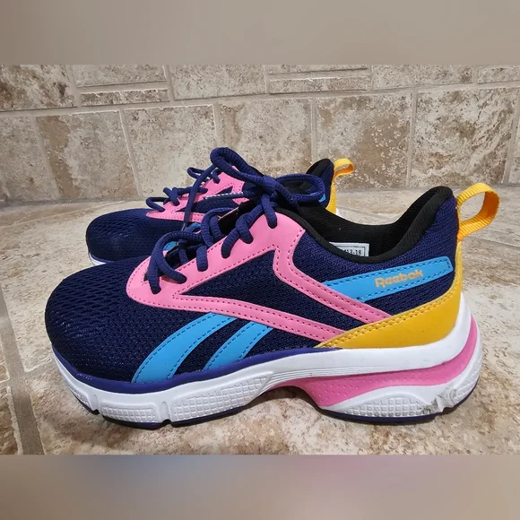 Reebok Womens 5 Sneakers Navy Pink Mesh Colorblock Running Shoes Iconic Rave - Picture 3 of 8